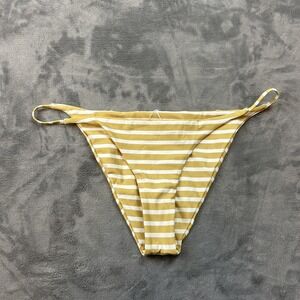 Skin by SAME Bikini Bottom Womens 2XL Yellow White Striped‎ High Leg Swimwear